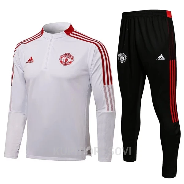 Dječji Manchester United Komplet Sweatshirts Četvrt-Zip 2022/23 Bijela