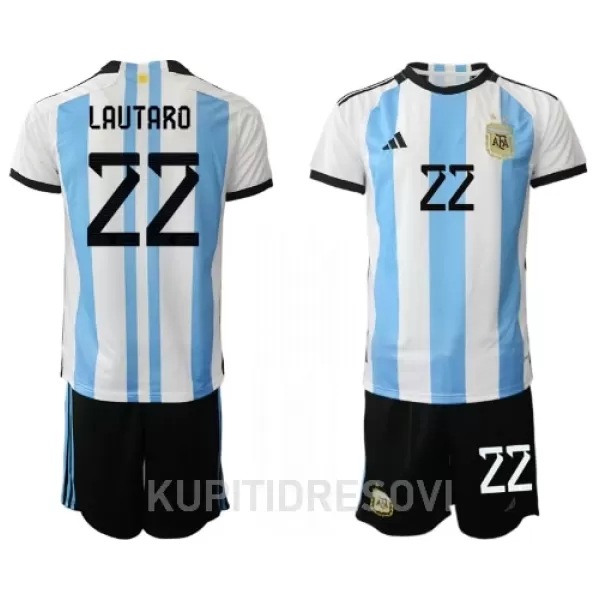 Dječji Dresovi Argentina Lautaro Martinez 22 Domaći SP 2022