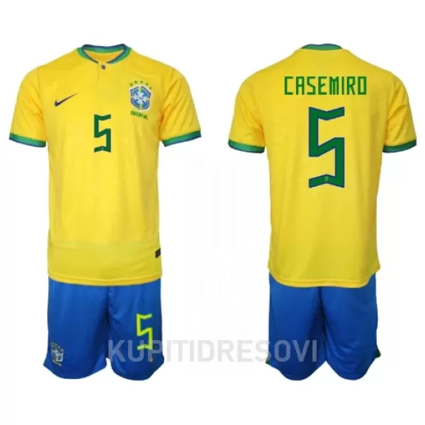 Dječji Dresovi Brazil Casemiro 5 Domaći SP 2022