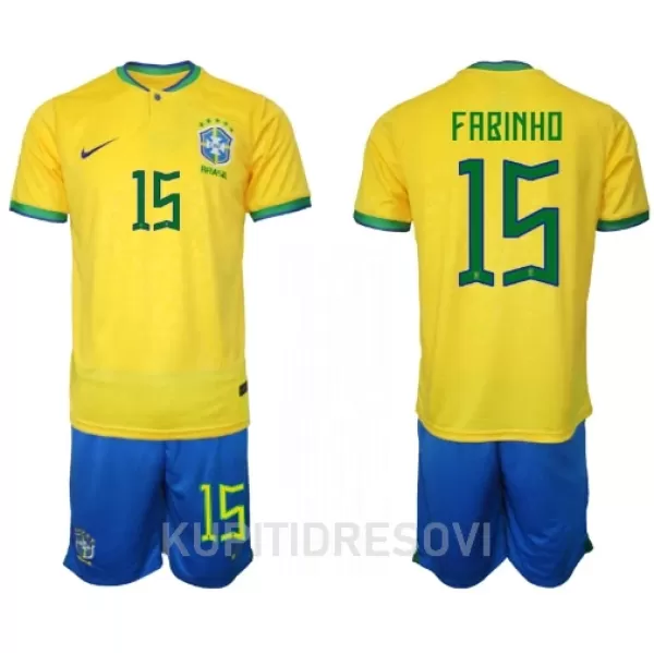 Dječji Dresovi Brazil Fabinho 15 Domaći SP 2022