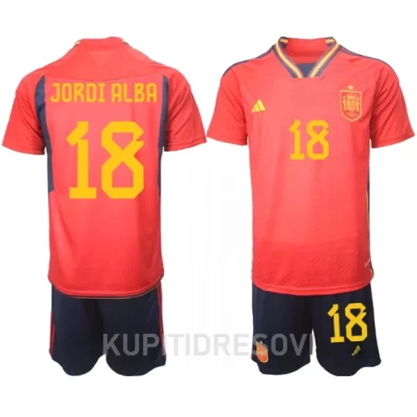Dječji Dresovi Španjolska Jordi Alba 18 Domaći SP 2022