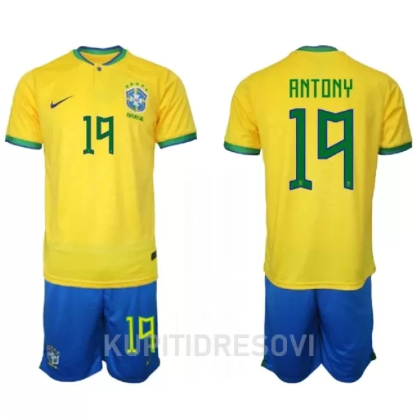Dječji Dresovi Brazil Antony 19 Domaći SP 2022