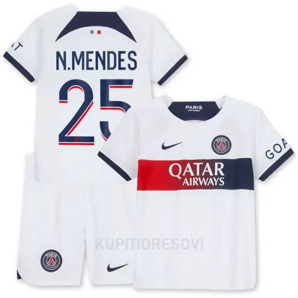 Dječji Dresovi Paris Saint-Germain N.Mendes 25 Gostujući 2023/24