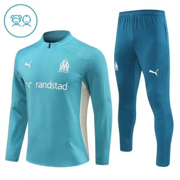 Dječji Komplet Trenirke za Treniranje Olympique Marseille Teal Version Četvrt-Zip 2024/25